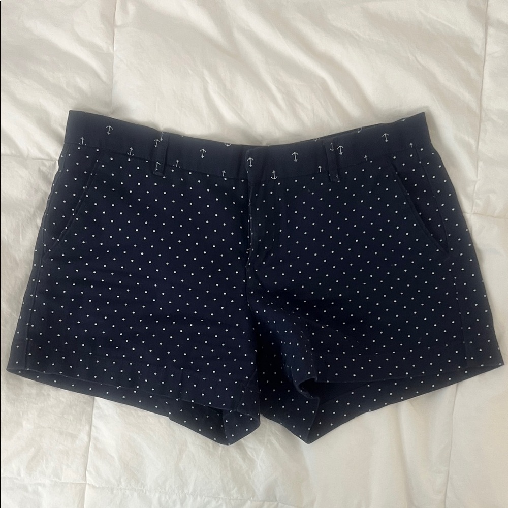 Joe Fresh Navy and White Polka Dot High Waist Shorts